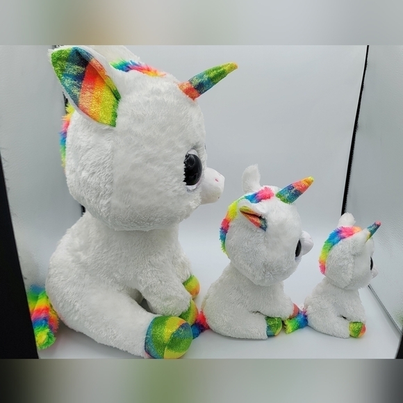 TY Beanie Boos Pixy Rainbow Unicorn Set of 3 #792 - Picture 8 of 12